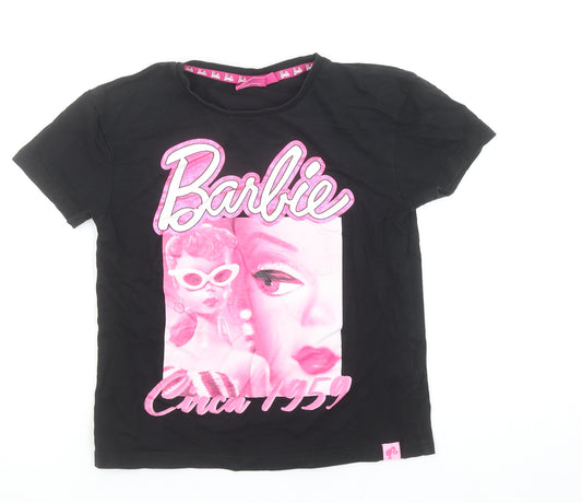 Barbie Girls Black Graphic T-Shirt 8-9 Years Classic Retro Style