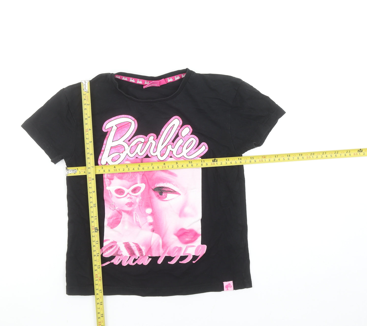 Barbie Girls Black Graphic T-Shirt 8-9 Years Classic Retro Style