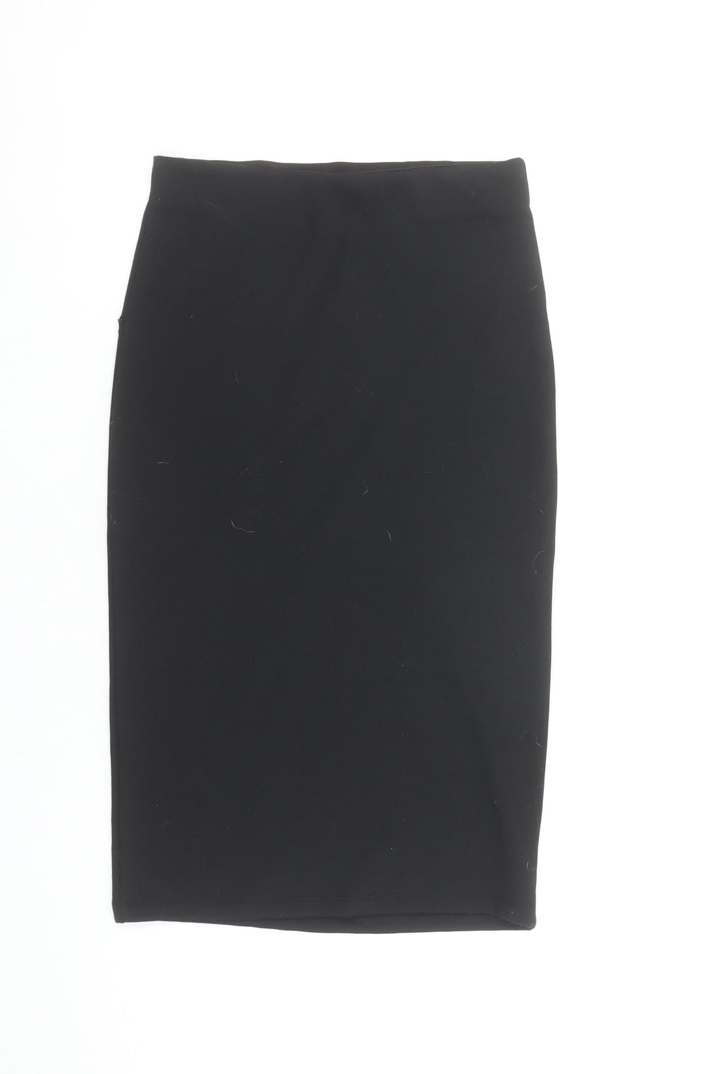 Bershka Women Black XS High Rise Pencil Skirt Stretch Polyester