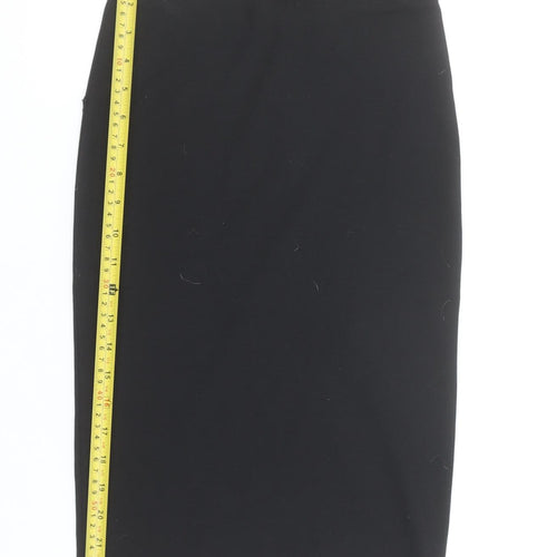 Bershka Women Black XS High Rise Pencil Skirt Stretch Polyester