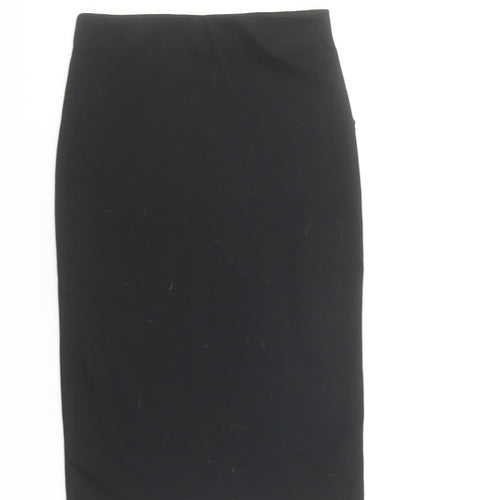 Bershka Women Black XS High Rise Pencil Skirt Stretch Polyester
