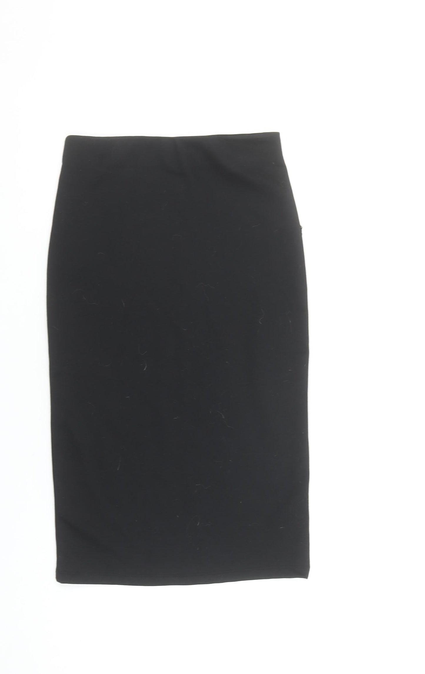 Bershka Women Black XS High Rise Pencil Skirt Stretch Polyester