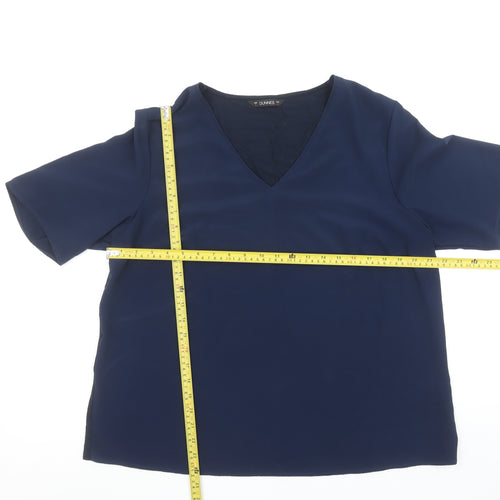 Dunnes Womens Navy Blue Basic V-Neck Short Sleeve Blouse Size 16