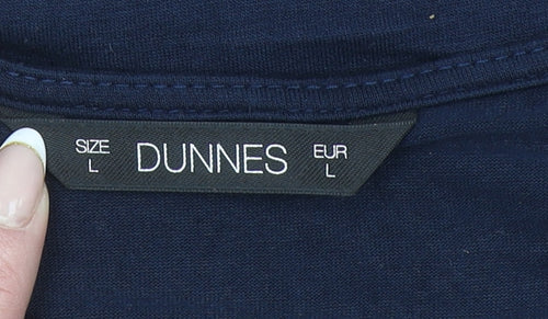 Dunnes Womens Navy Blue Basic V-Neck Short Sleeve Blouse Size 16