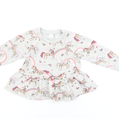 Next Girls Grey Unicorn Rainbow Pullover Sweatshirt 2-3 Years