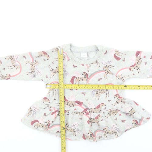 Next Girls Grey Unicorn Rainbow Pullover Sweatshirt 2-3 Years