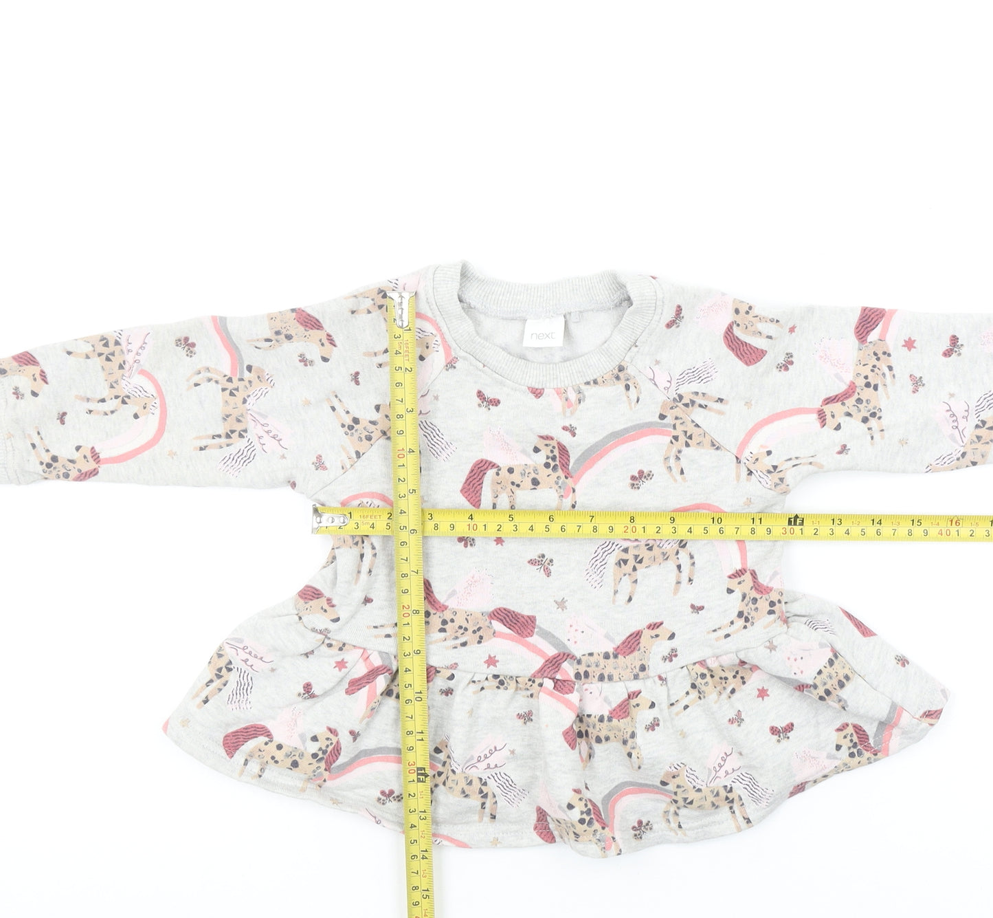 Next Girls Grey Unicorn Rainbow Pullover Sweatshirt 2-3 Years