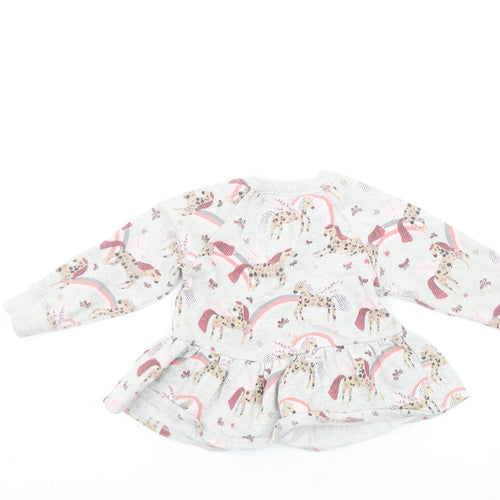 Next Girls Grey Unicorn Rainbow Pullover Sweatshirt 2-3 Years