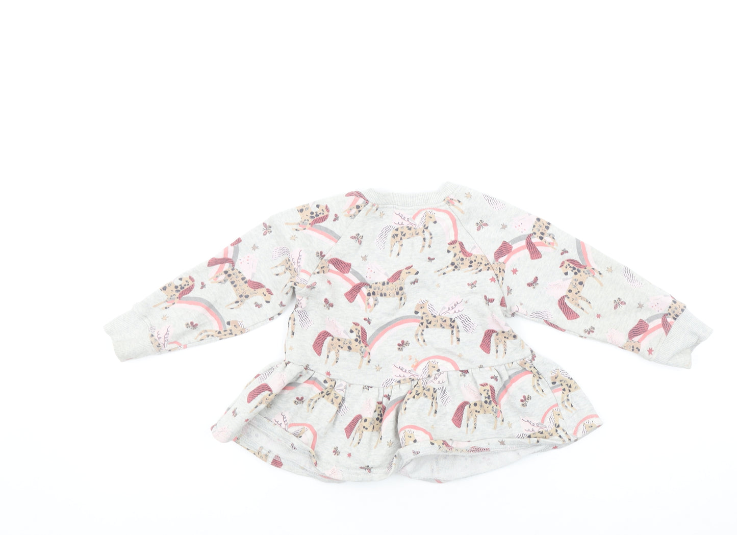 Next Girls Grey Unicorn Rainbow Pullover Sweatshirt 2-3 Years