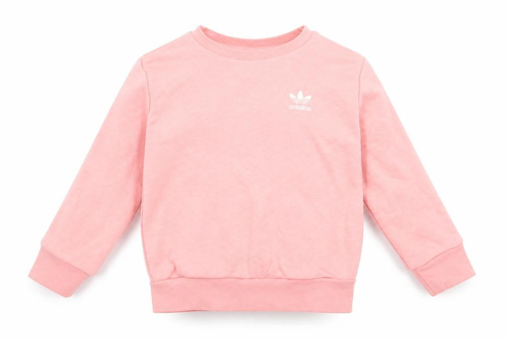 Front view of Adidas girls’ pink sweatshirt 18-24 months crew neck logo pullover