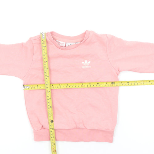 Adidas Girls Pink Sweatshirt 18-24 Months Crew Neck Logo Pullover