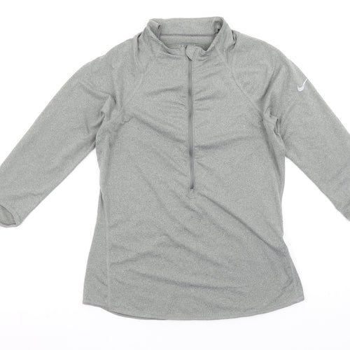 Nike Women's Grey Dri-FIT 1/4 Zip Training Top Size M