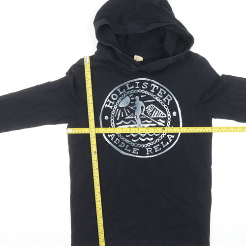 Hollister Men Black Small Pullover Hoodie Paddle Relay Cotton
