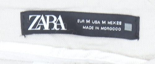 Zara Women’s Beige Wide-Leg Linen Trousers Size M