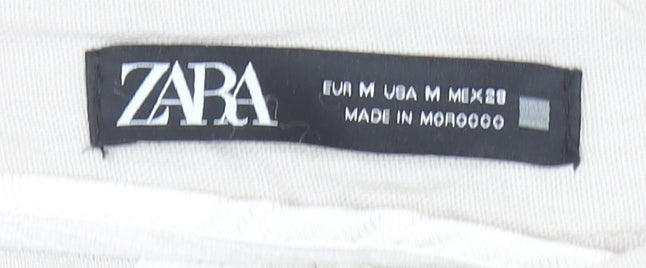 Zara Women’s Beige Wide-Leg Linen Trousers Size M