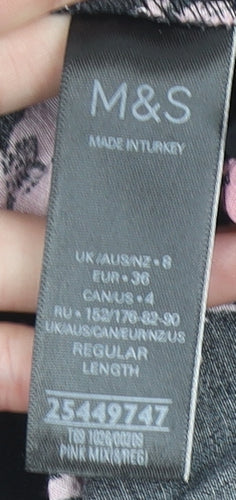 Marks and Spencer Women’s Black Pink Floral Long Dress Size 8
