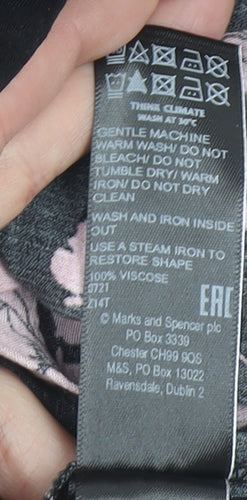 Marks and Spencer Women’s Black Pink Floral Long Dress Size 8