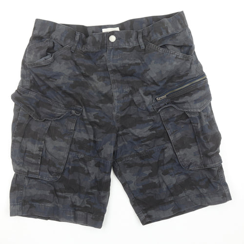 Firetrap Men's Blue Camouflage 2XL Cargo Shorts with Pockets