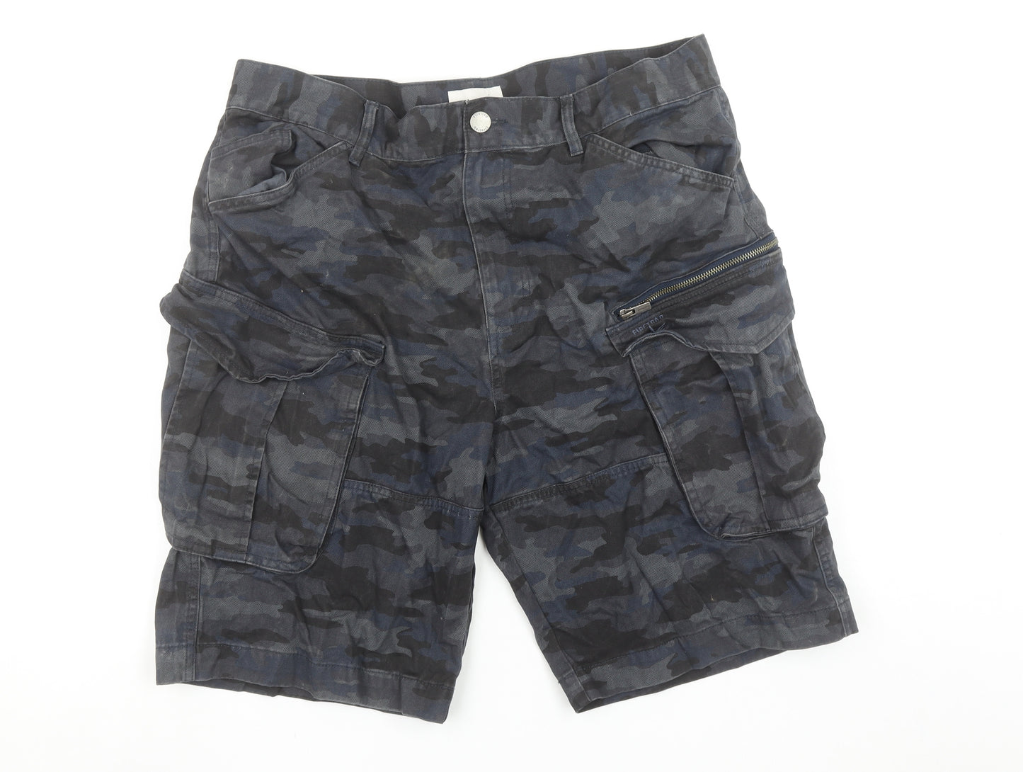 Firetrap Men's Blue Camouflage 2XL Cargo Shorts with Pockets
