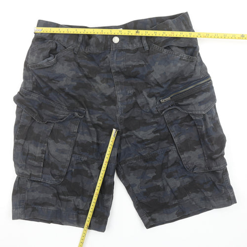 Firetrap Men's Blue Camouflage 2XL Cargo Shorts with Pockets