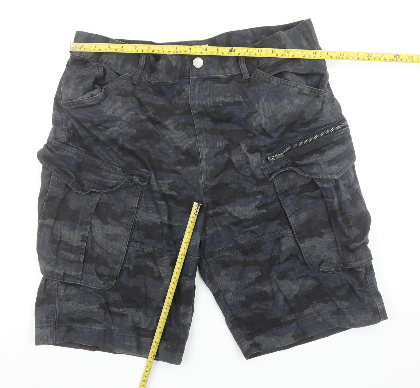 Firetrap Men's Blue Camouflage 2XL Cargo Shorts with Pockets
