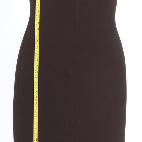 Zara Women Black Midi Sheath Dress M Crew Neck Cap Sleeve
