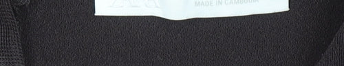 Zara Women Black Midi Sheath Dress M Crew Neck Cap Sleeve