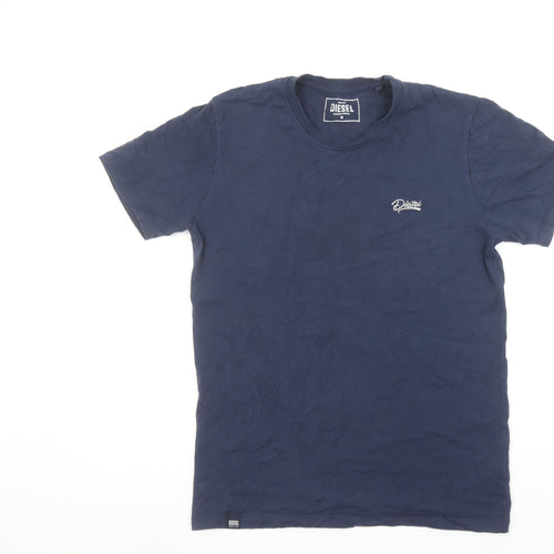 Diesel Men's Blue Cotton Crew Neck Short Sleeve T-Shirt M