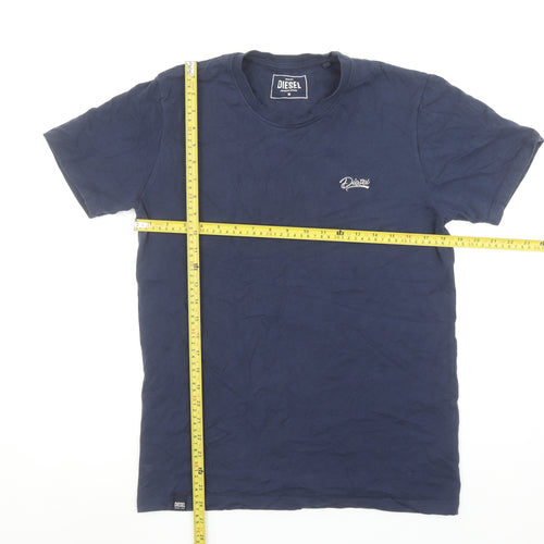 Diesel Men's Blue Cotton Crew Neck Short Sleeve T-Shirt M