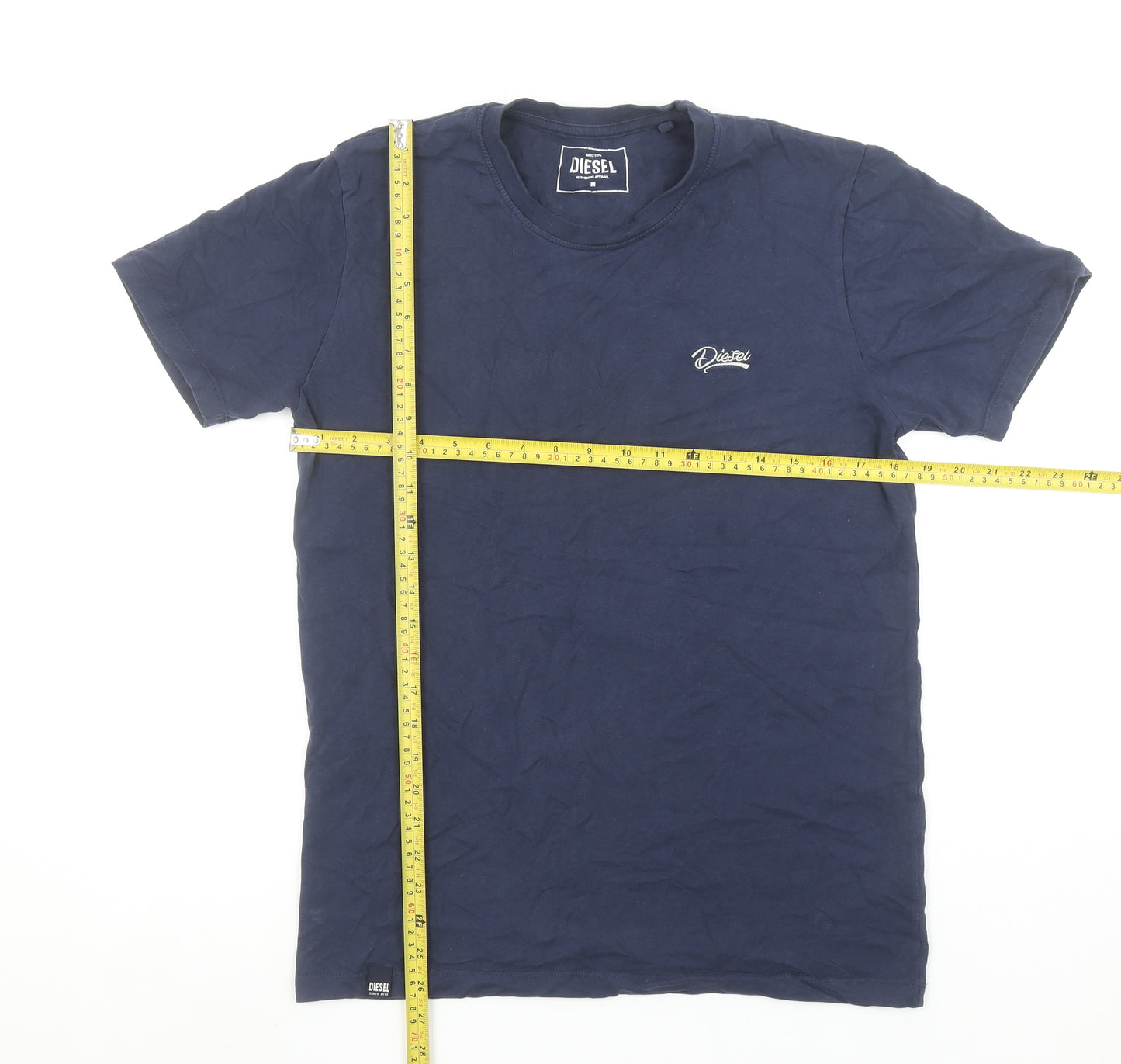 Diesel Men's Blue Cotton Crew Neck Short Sleeve T-Shirt M