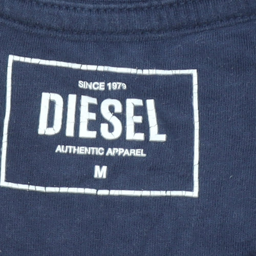 Diesel Men's Blue Cotton Crew Neck Short Sleeve T-Shirt M