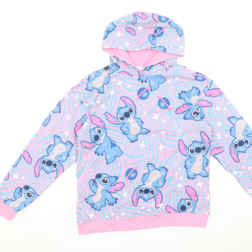 Disney Stitch Girls Pink Blue Pullover Hoodie 12-13 Years Primark