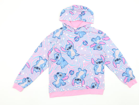 Disney Stitch Girls Pink Blue Pullover Hoodie 12-13 Years Primark