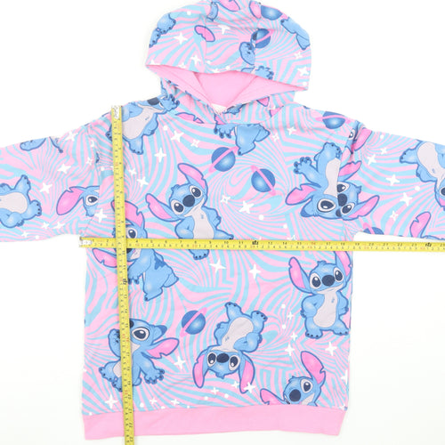 Disney Stitch Girls Pink Blue Pullover Hoodie 12-13 Years Primark