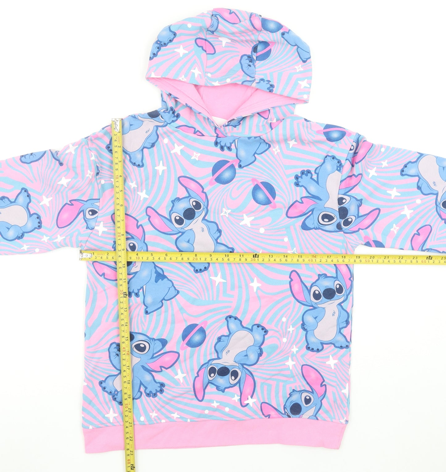 Disney Stitch Girls Pink Blue Pullover Hoodie 12-13 Years Primark
