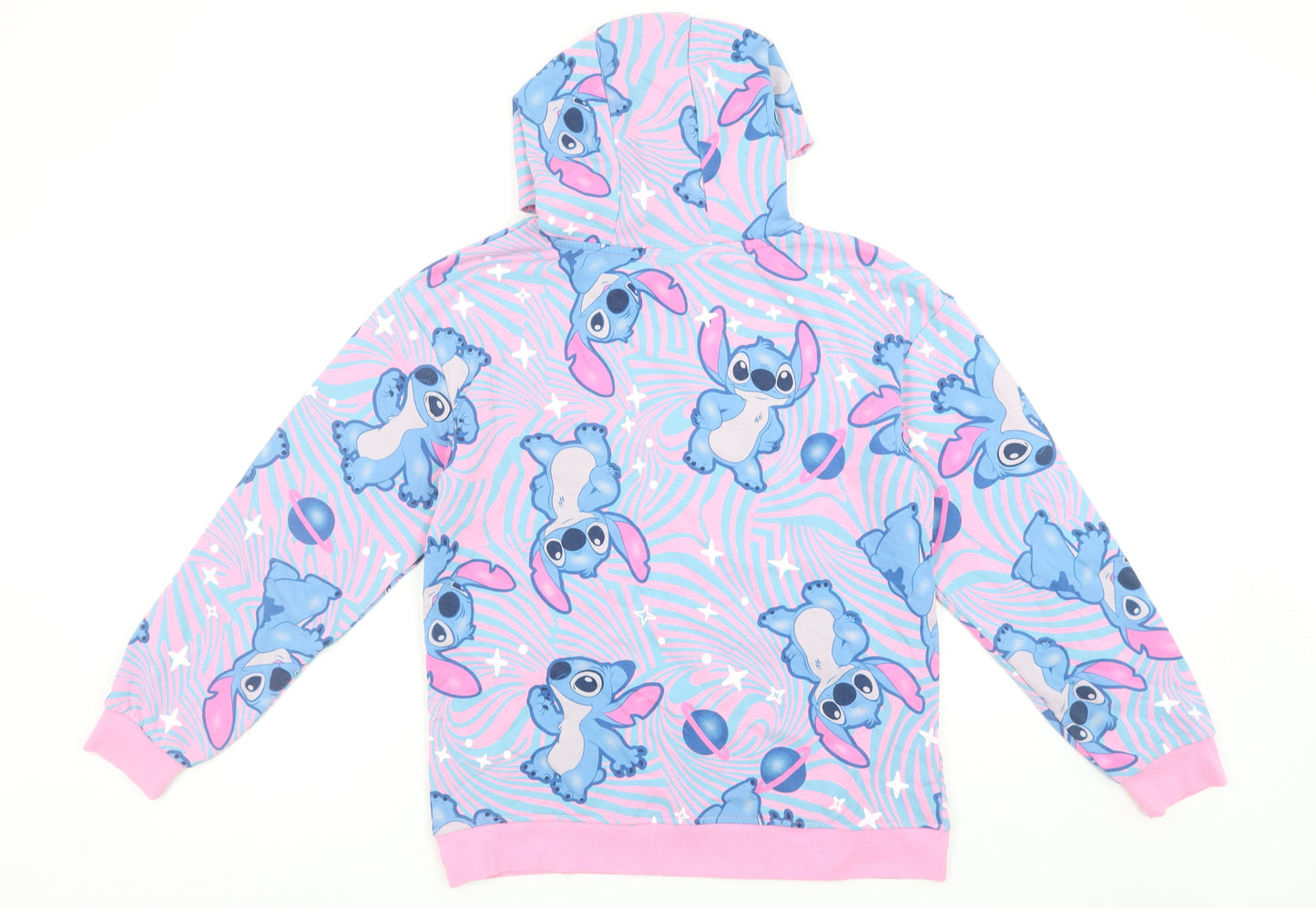 Disney Stitch Girls Pink Blue Pullover Hoodie 12-13 Years Primark