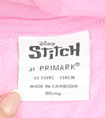 Disney Stitch Girls Pink Blue Pullover Hoodie 12-13 Years Primark