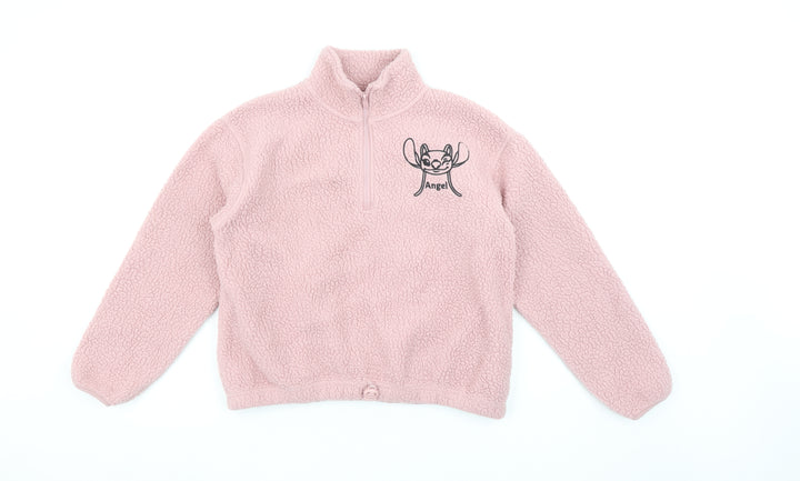 Disney Girls Pink Stitch Fleece Pullover Sweatshirt 11-12 Years