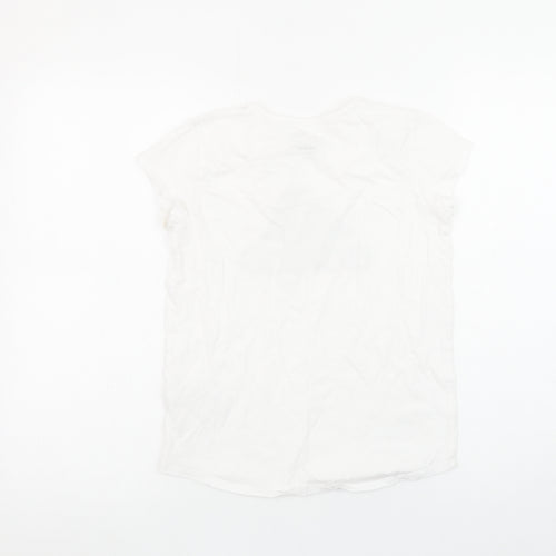 Adidas Girls White Graphic Logo Regular Fit Cotton T-Shirt - 12 Years