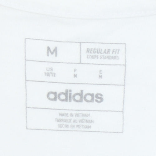 Adidas Girls White Graphic Logo Regular Fit Cotton T-Shirt - 12 Years