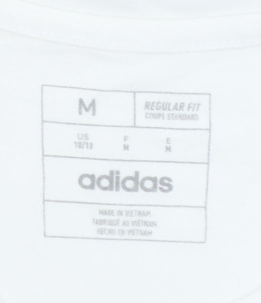 Adidas Girls White Graphic Logo Regular Fit Cotton T-Shirt - 12 Years