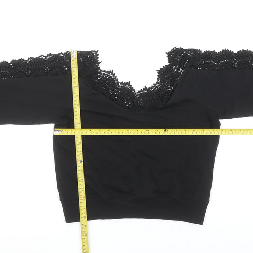 River Island Womens Black Lace Trim Pullover Sweatshirt XS