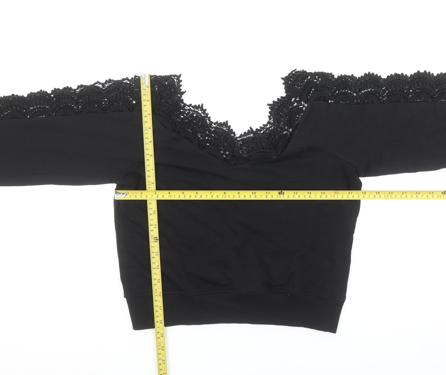 River Island Womens Black Lace Trim Pullover Sweatshirt XS