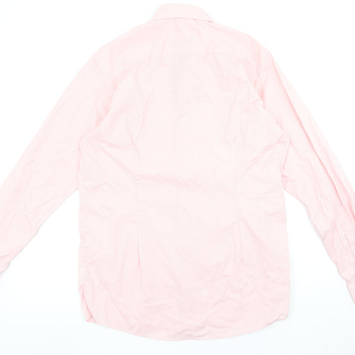 Eton Men's Pink Slim Fit Check Long Sleeve Button-Up Cotton Shirt Size 16