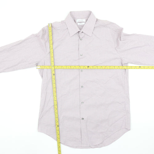 Calvin Klein Men’s Pink Slim Fit Stretch Check Shirt Size L 16” Collar