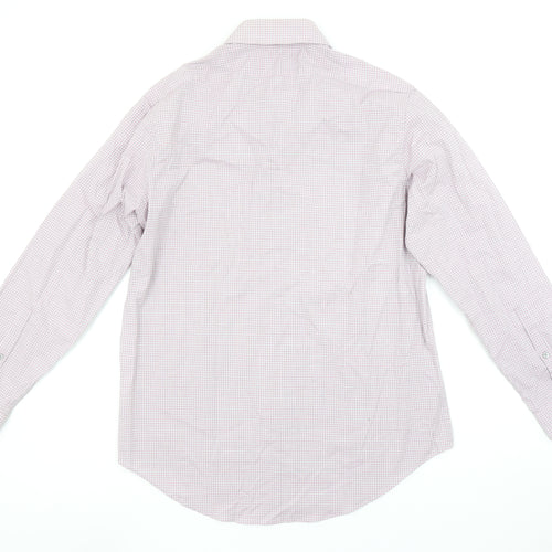 Calvin Klein Men’s Pink Slim Fit Stretch Check Shirt Size L 16” Collar