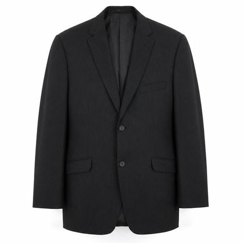 Bartoni Men's Black Pinstripe 42R Classic 2-Button Suit Jacket