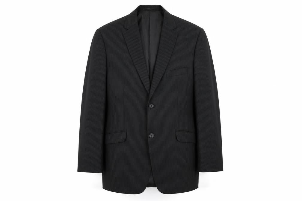 Bartoni Men's Black Pinstripe 42R Classic 2-Button Suit Jacket