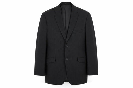 Bartoni Men's Black Pinstripe 42R Classic 2-Button Suit Jacket