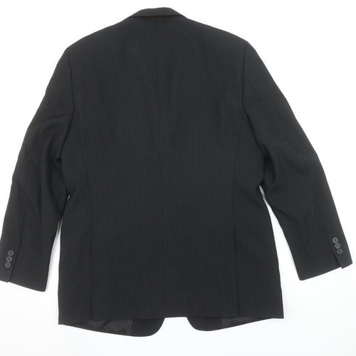 Bartoni Men's Black Pinstripe 42R Classic 2-Button Suit Jacket